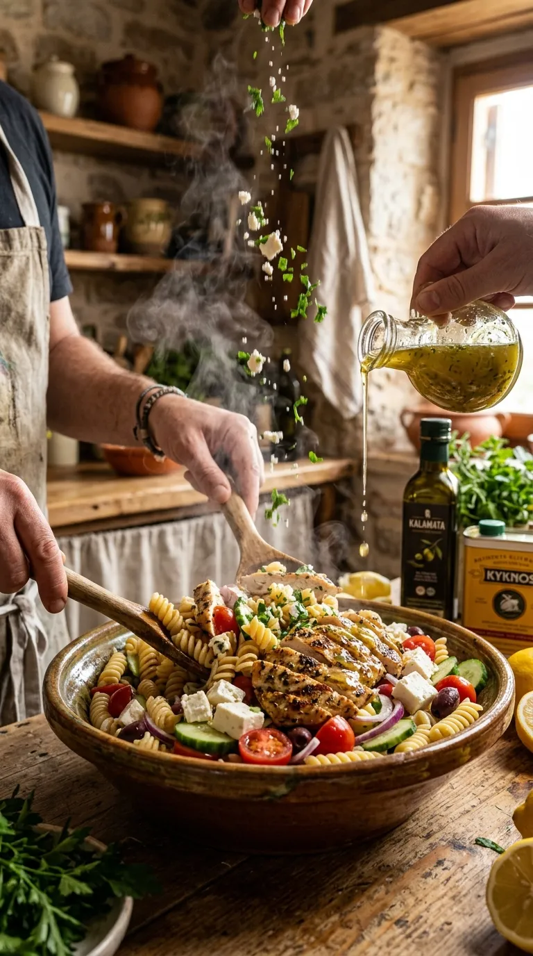 How to Make Greek Chicken Pasta Salad