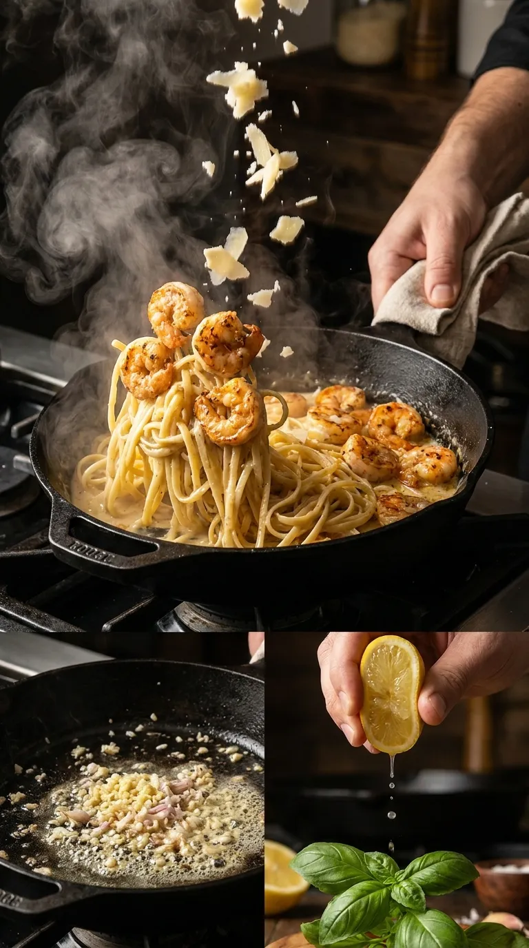 How to Make One Pot Creamy Shrimp Linguine