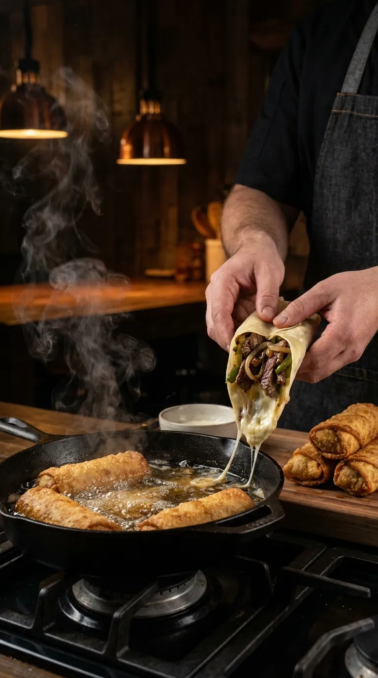 PHILLY CHEESESTEAK EGG ROLLS CRISPY CHEESY BITES 3 How to Make Philly Cheesesteak Egg Rolls