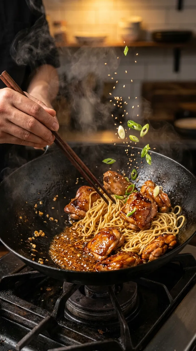 STICKY GARLIC CHICKEN NOODLES READY IN 20 3 How to Make Sticky Garlic Chicken Noodles