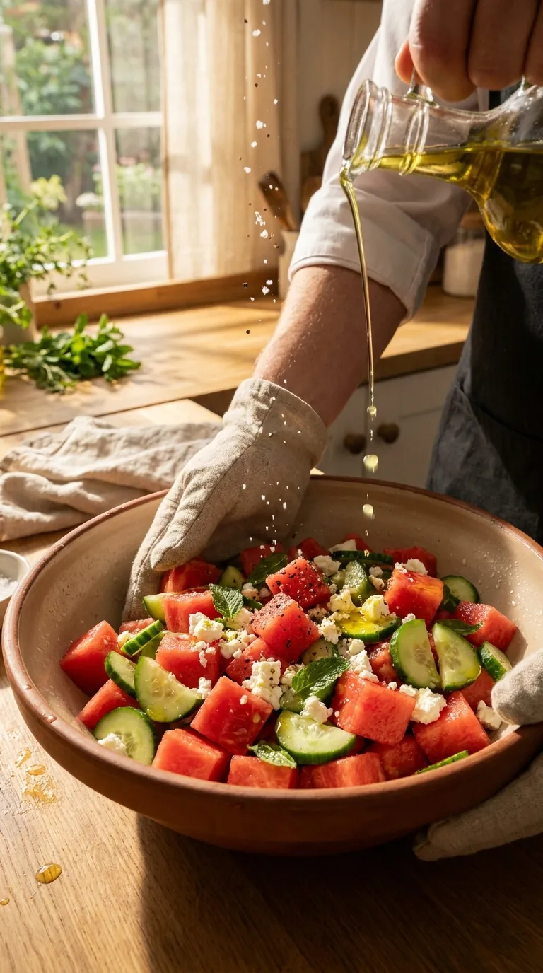 How to Make Watermelon Cucumber Feta Salad