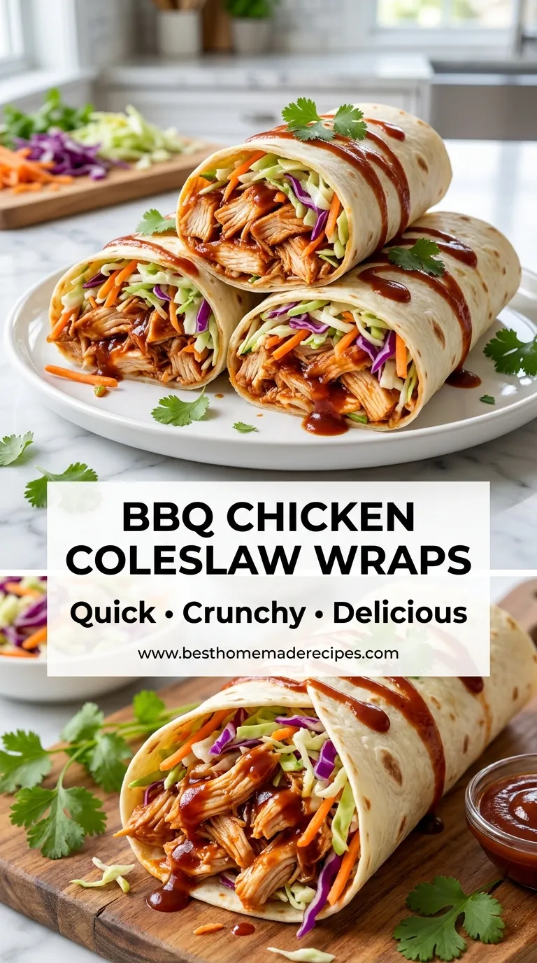 BBQ CHICKEN COLESLAW WRAPS PERFECT HANDHELD DINNER 4 BBQ Chicken Coleslaw Wraps Recipe