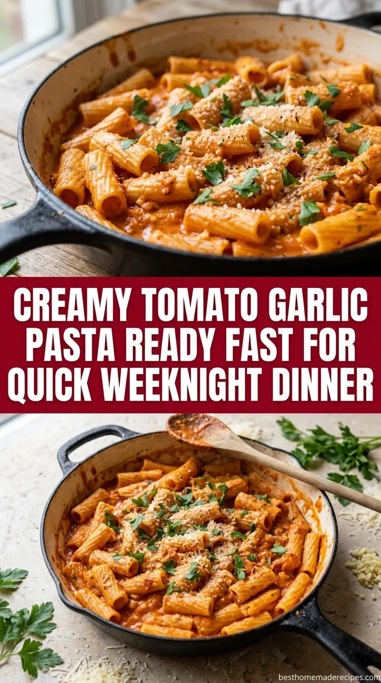 CREAMY TOMATO GARLIC PASTA IN 20 MINUTES 4 Creamy Tomato Garlic Pasta Recipe
