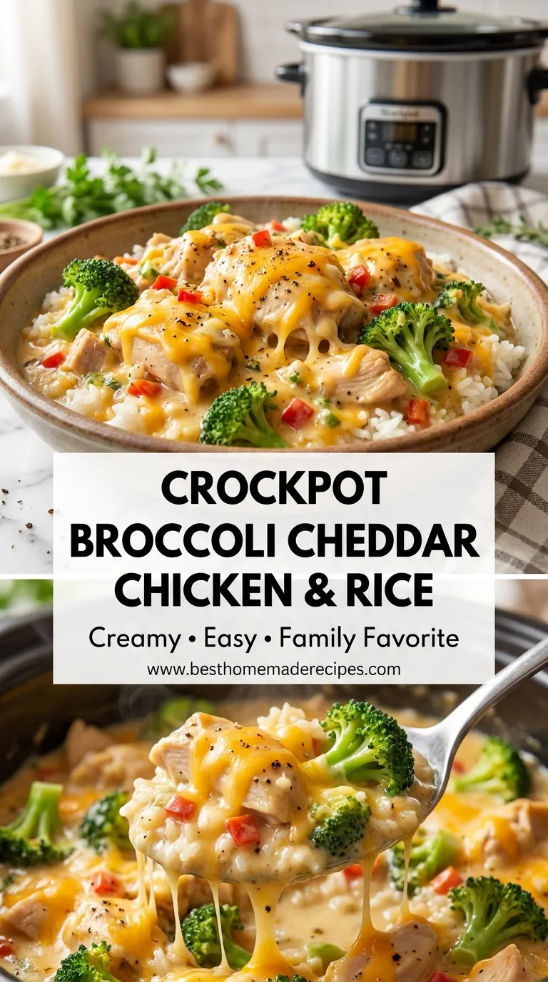 Crockpot Broccoli Cheddar Chicken and Rice Recipe