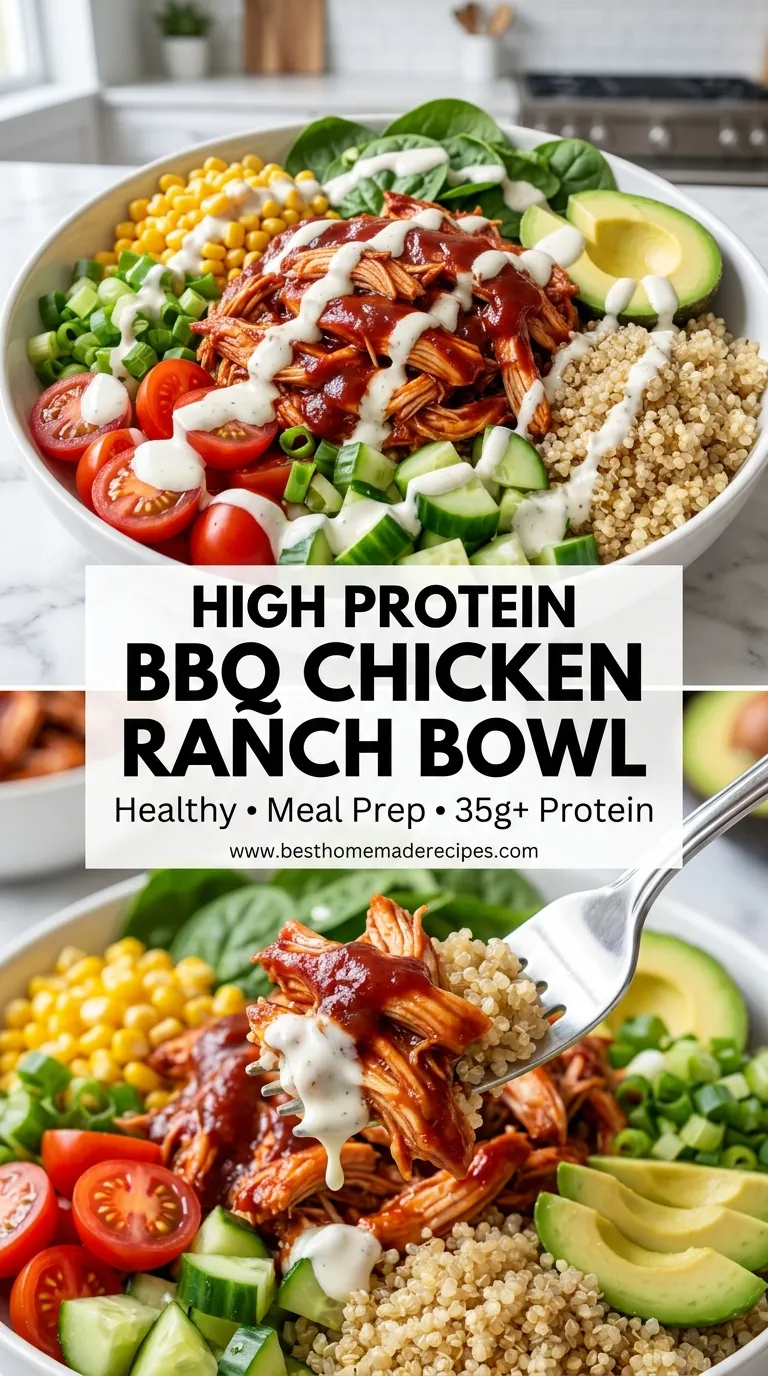 HIGH PROTEIN BBQ CHICKEN RANCH BOWL RECIPE 4 High Protein BBQ Chicken Ranch Bowl Recipe