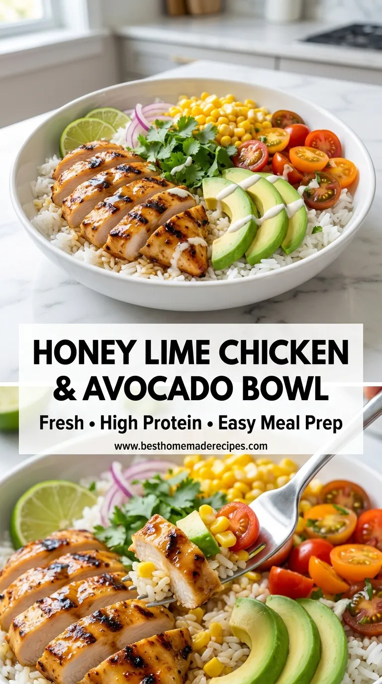 Honey Lime Chicken Avocado Rice Bowl Recipe