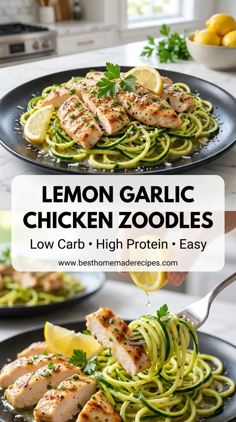 LEMON GARLIC CHICKEN ZOODLES LIGHT DINNER 4 Lemon Garlic Chicken Zoodles Recipe