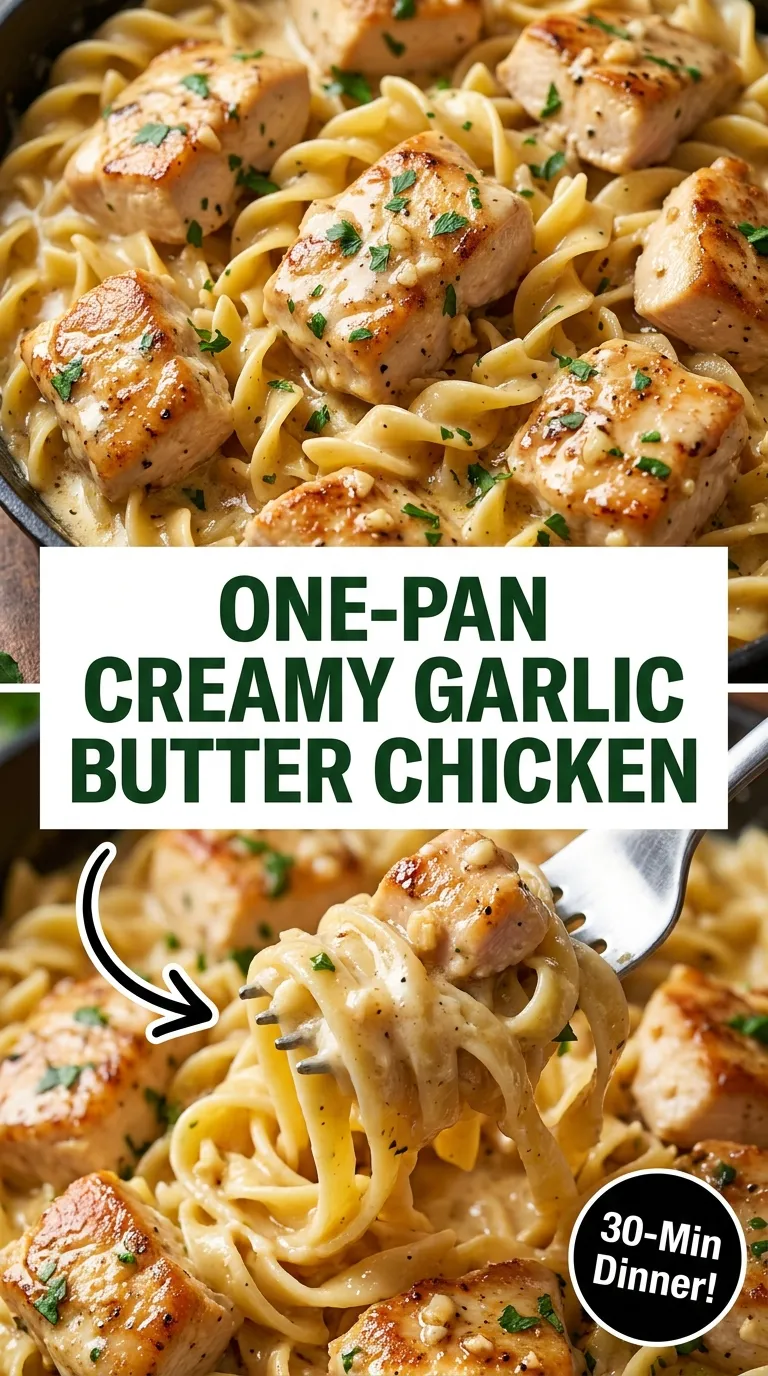 One-Pan Creamy Garlic Butter Chicken with Egg Noodles Recipe