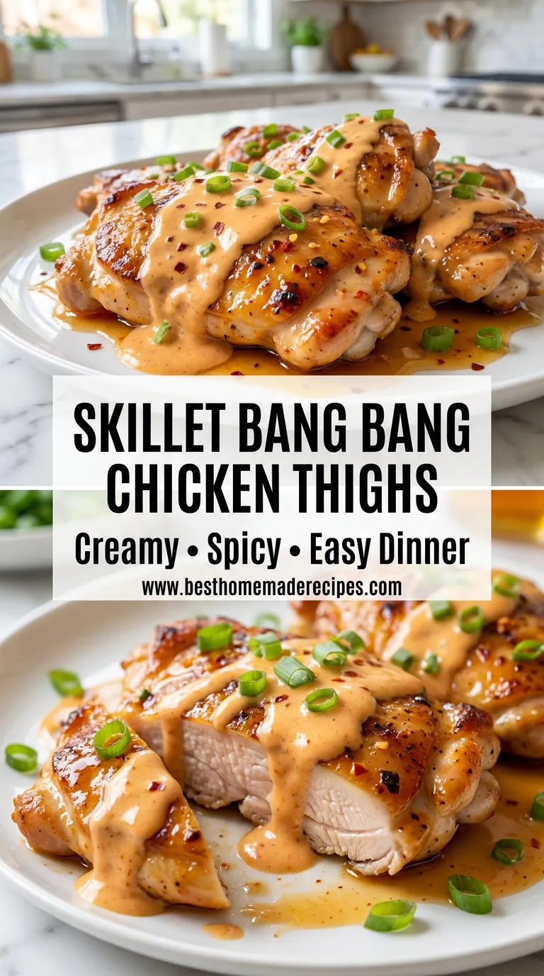 SKILLET BANG BANG CHICKEN THIGHS EVERYONE CRAVES 4 Skillet Bang Bang Chicken Thighs Recipe