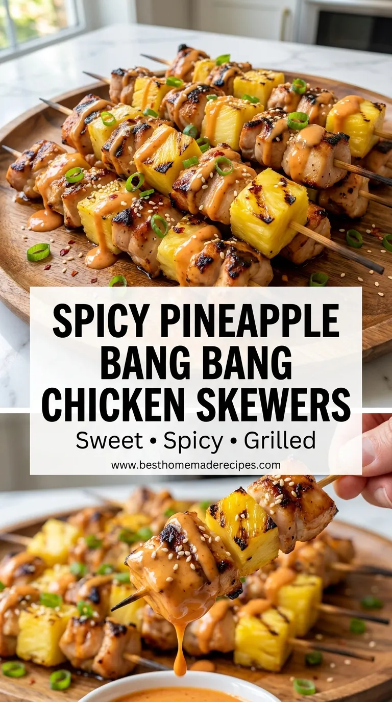 SPICY PINEAPPLE BANG BANG CHICKEN SKEWERS SUMMER OBSESSION 4 Spicy Pineapple Bang Bang Chicken Skewers Recipe