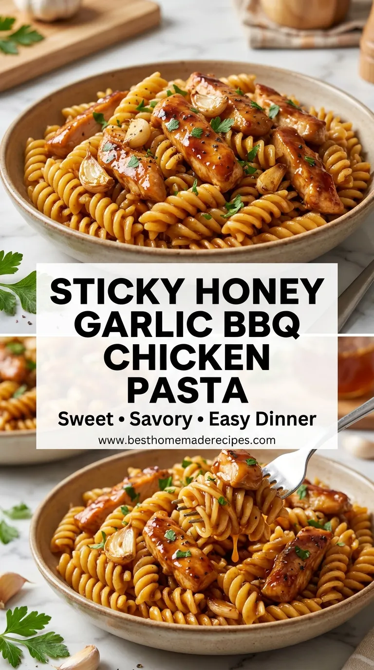Sticky Honey Garlic BBQ Chicken Pasta Recipe