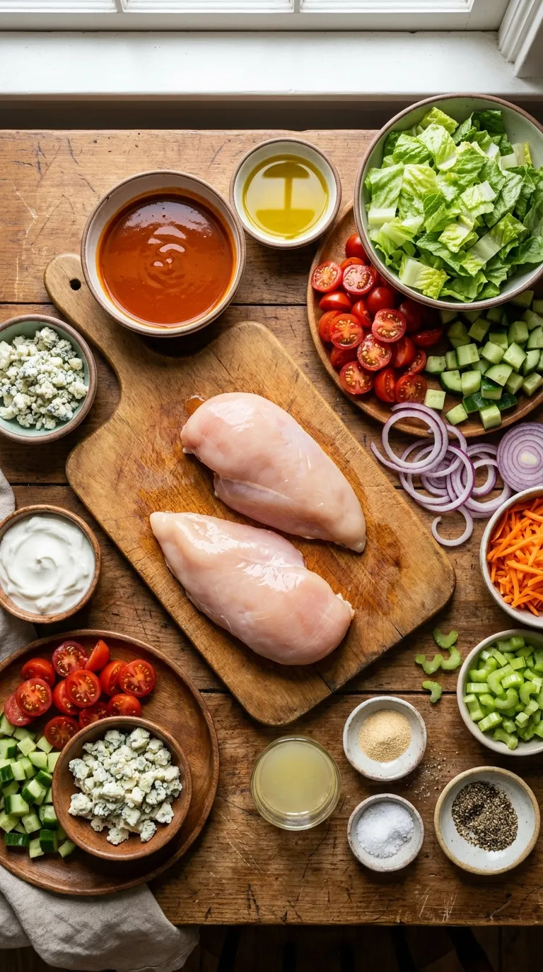 BUFFALO CHICKEN CHOPPED SALAD EVERYONE LOVES 2 Buffalo Chicken Chopped Salad Ingredients