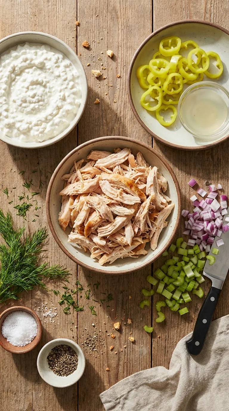 Cottage Cheese Chicken Salad with Banana Peppers Ingredients