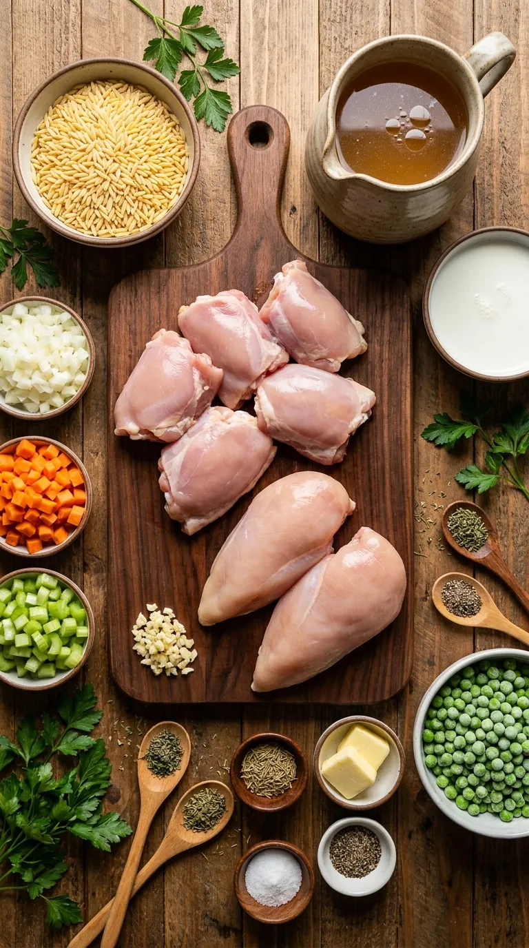 Creamy Chicken Pot Pie Orzo Ingredients