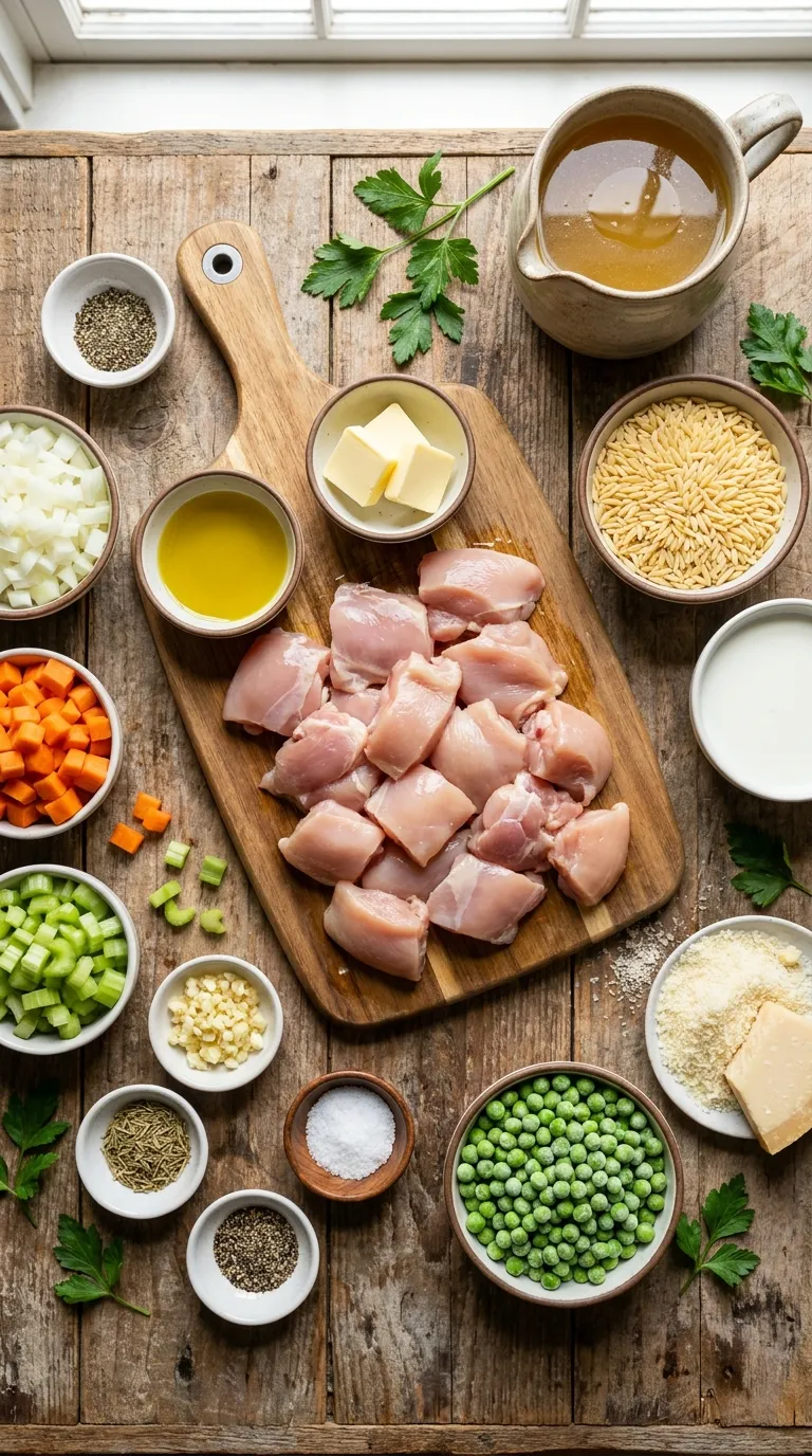 Creamy Chicken Pot Pie Orzo Ingredients