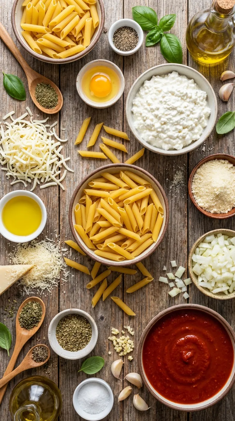 Cottage Cheese Pasta Bake Ingredients