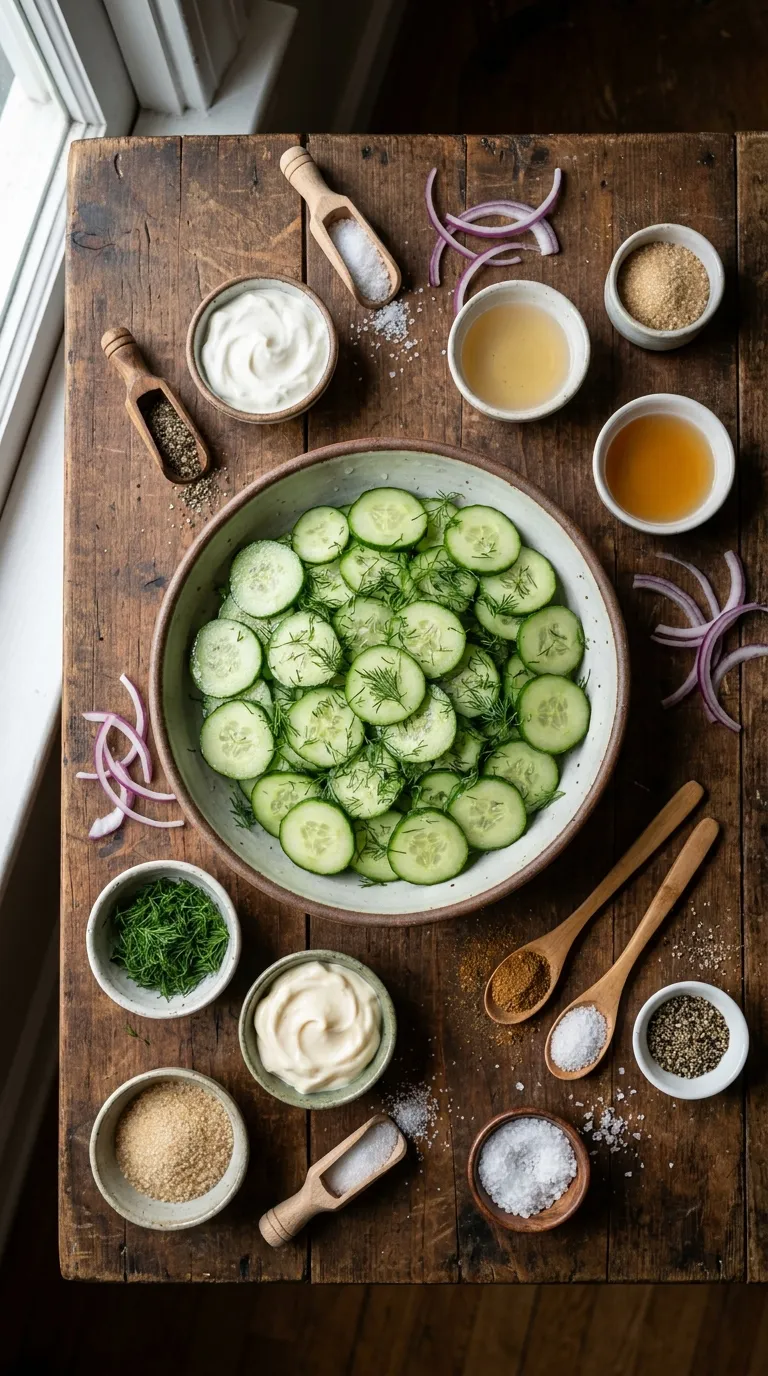 Creamy Cucumber Salad Ingredients