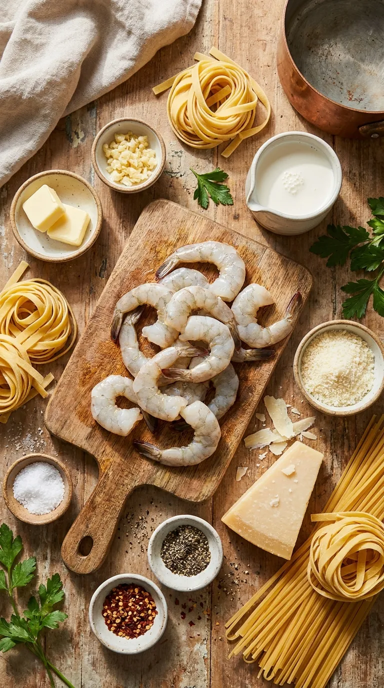 CREAMY GARLIC SHRIMP PASTA IN 20 MINUTES 2 Creamy Garlic Shrimp Pasta Ingredients