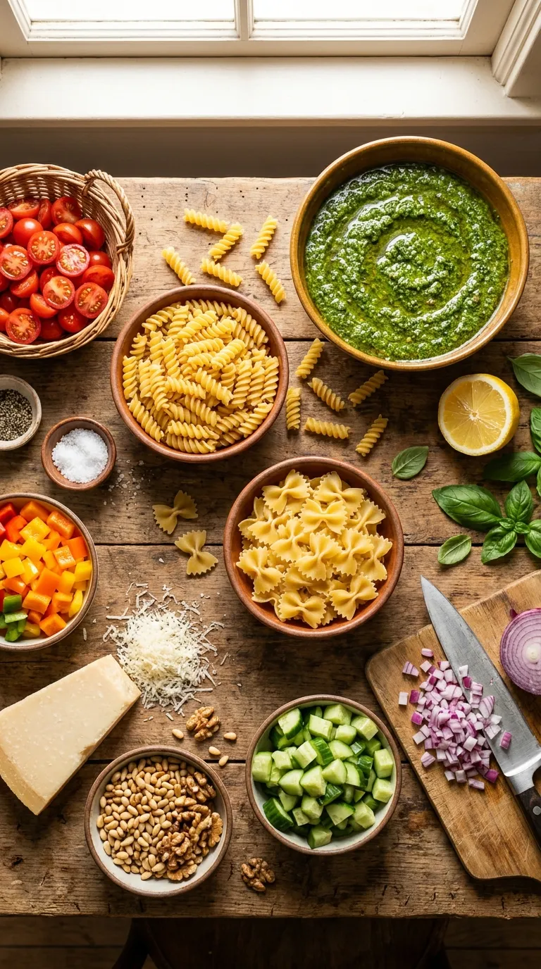 Pesto Pasta Salad Ingredients