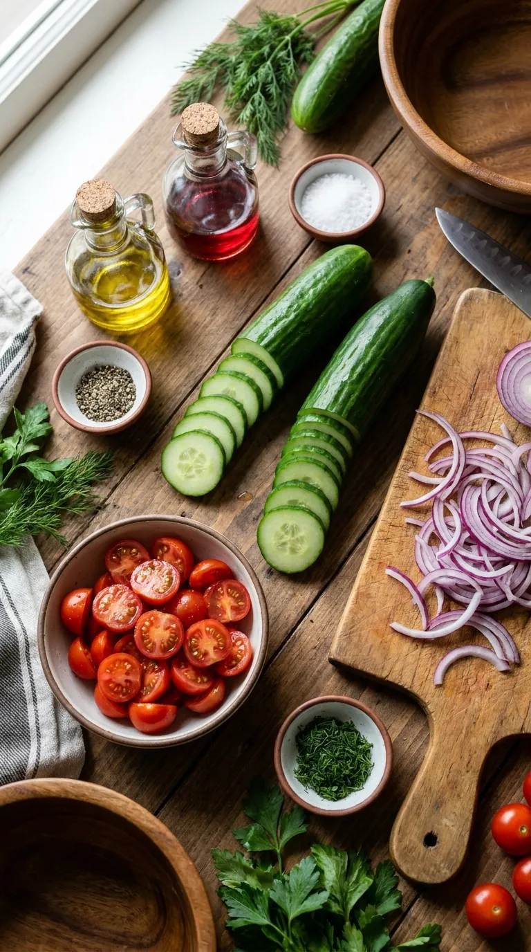 CUCUMBER TOMATO SALAD A LIGHT SUMMER CLASSIC 2 Cucumber Tomato Salad Ingredients