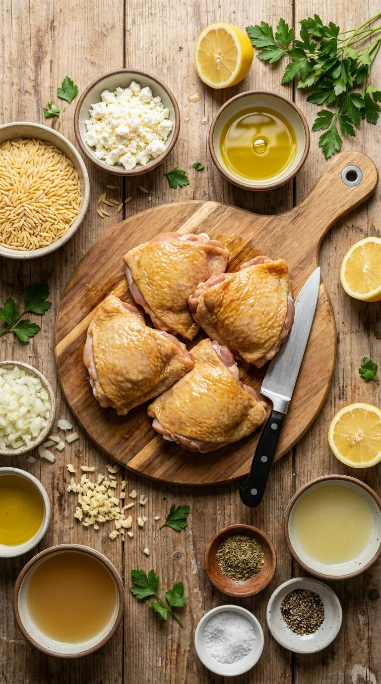 GREEK LEMON GARLIC CHICKEN AND ORZO PERFECTION 2 Greek Lemon Garlic Chicken And Orzo Ingredients
