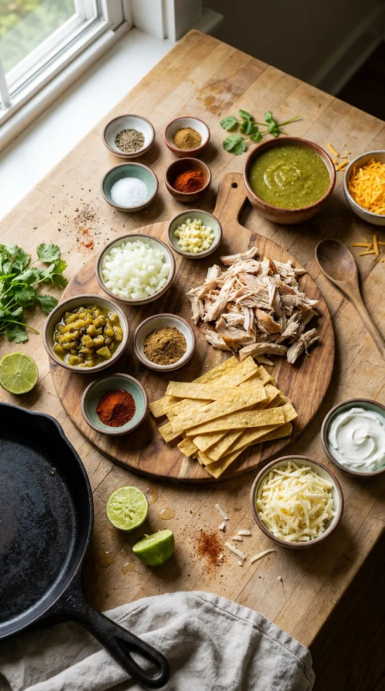 GREEN CHILE CHICKEN ENCHILADA SKILLET CHEESY SPICY 2 Green Chile Chicken Enchilada Skillet Ingredients