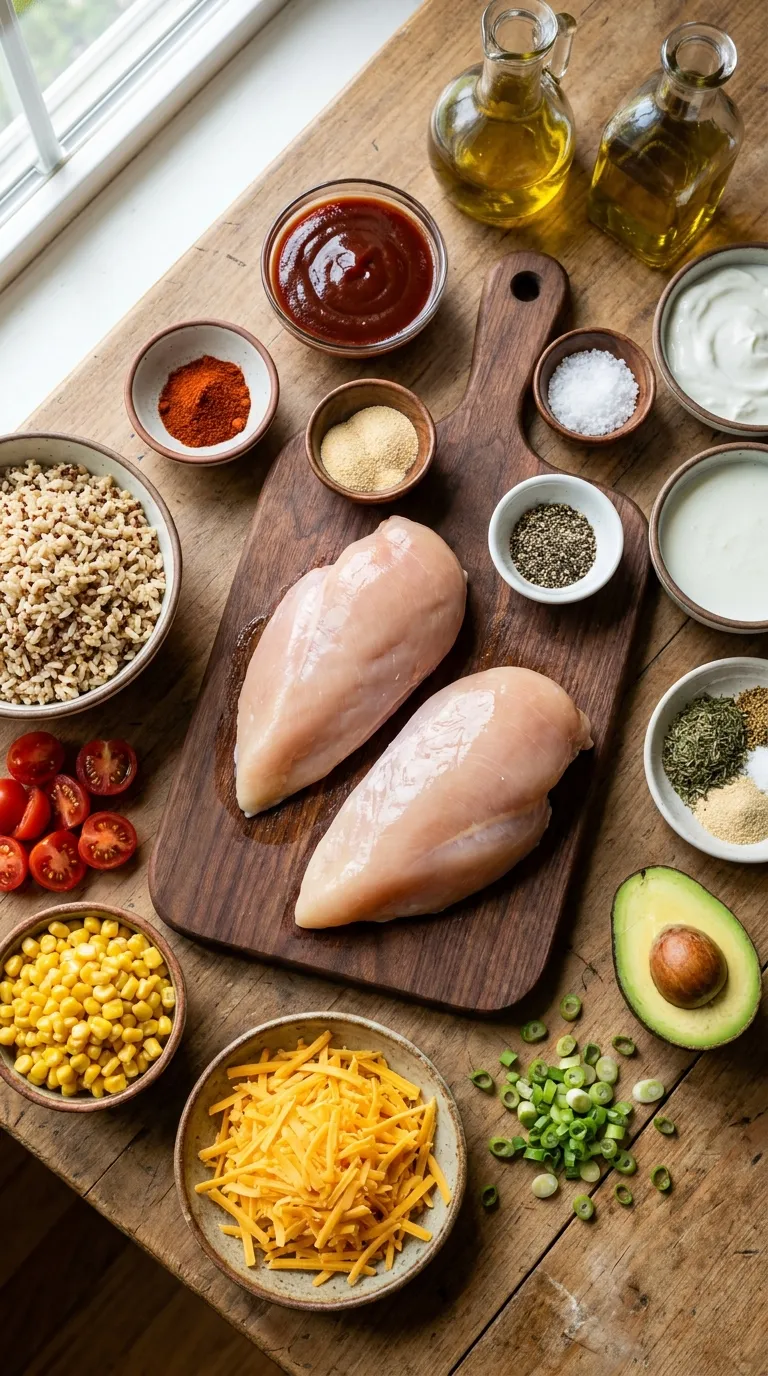 HIGH PROTEIN BBQ CHICKEN RANCH BOWL RECIPE 2 High Protein BBQ Chicken Ranch Bowl Ingredients