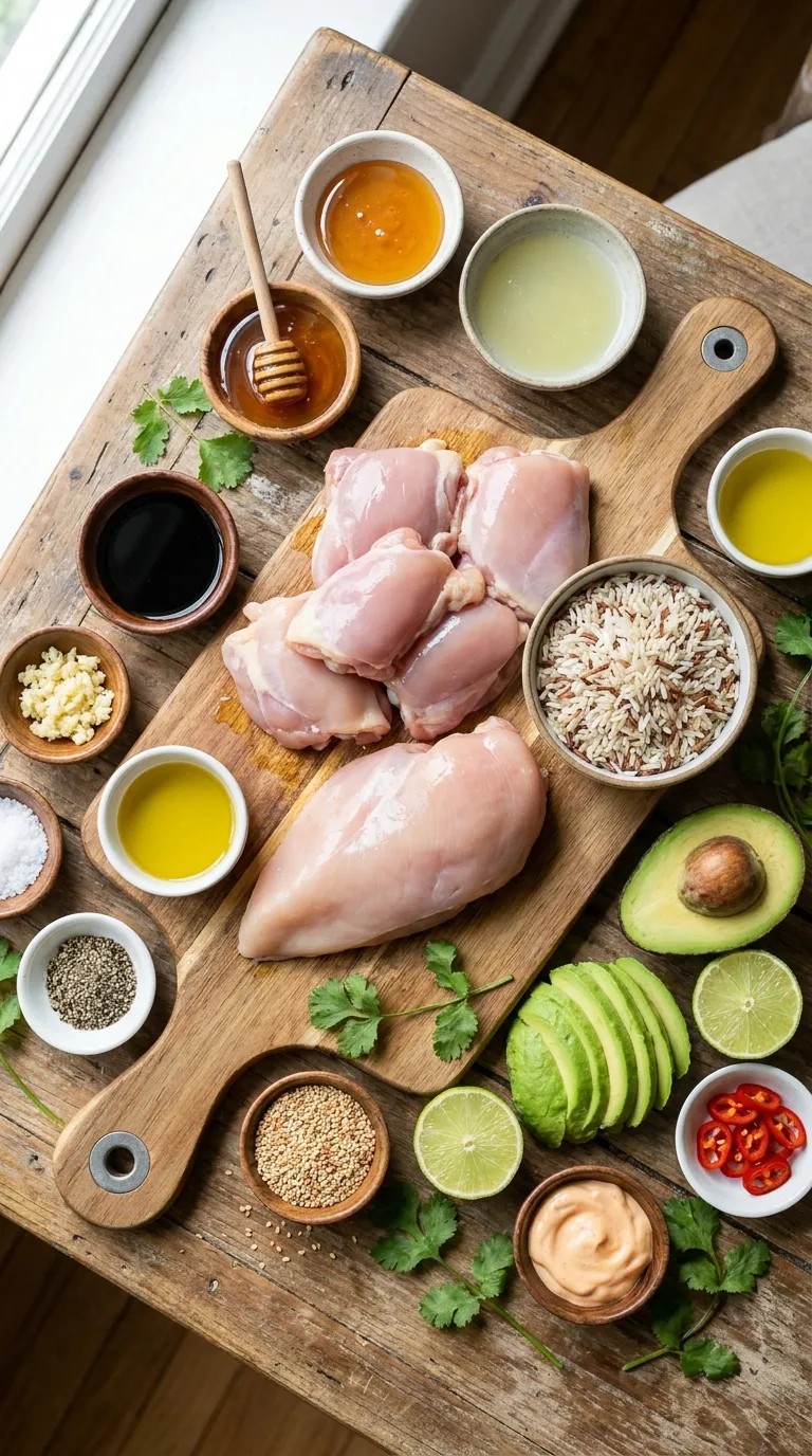 Honey Lime Chicken Avocado Rice Bowl Ingredients
