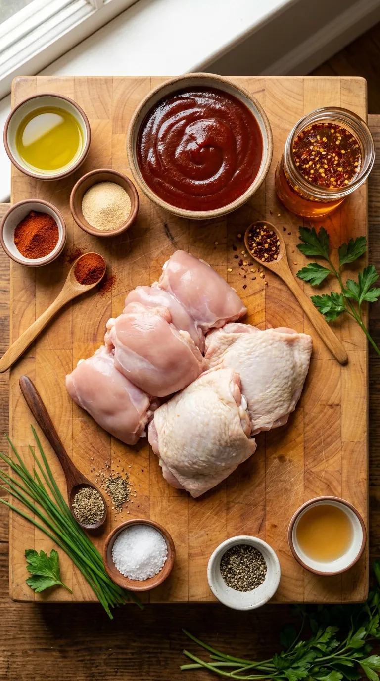HOT HONEY BBQ CHICKEN THIGHS FOR BUSY NIGHTS 2 Hot Honey BBQ Chicken Thighs Ingredients