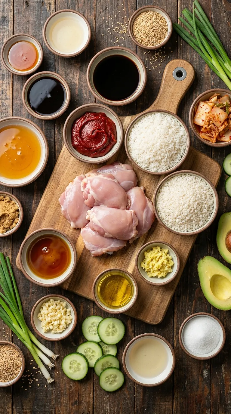 Korean BBQ Chicken Bowls Ingredients
