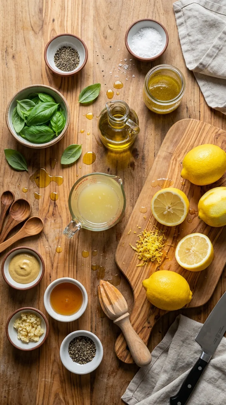 LEMON BASIL VINAIGRETTE DRESSING READY IN FIVE 2 Lemon Basil Vinaigrette Dressing Ingredients