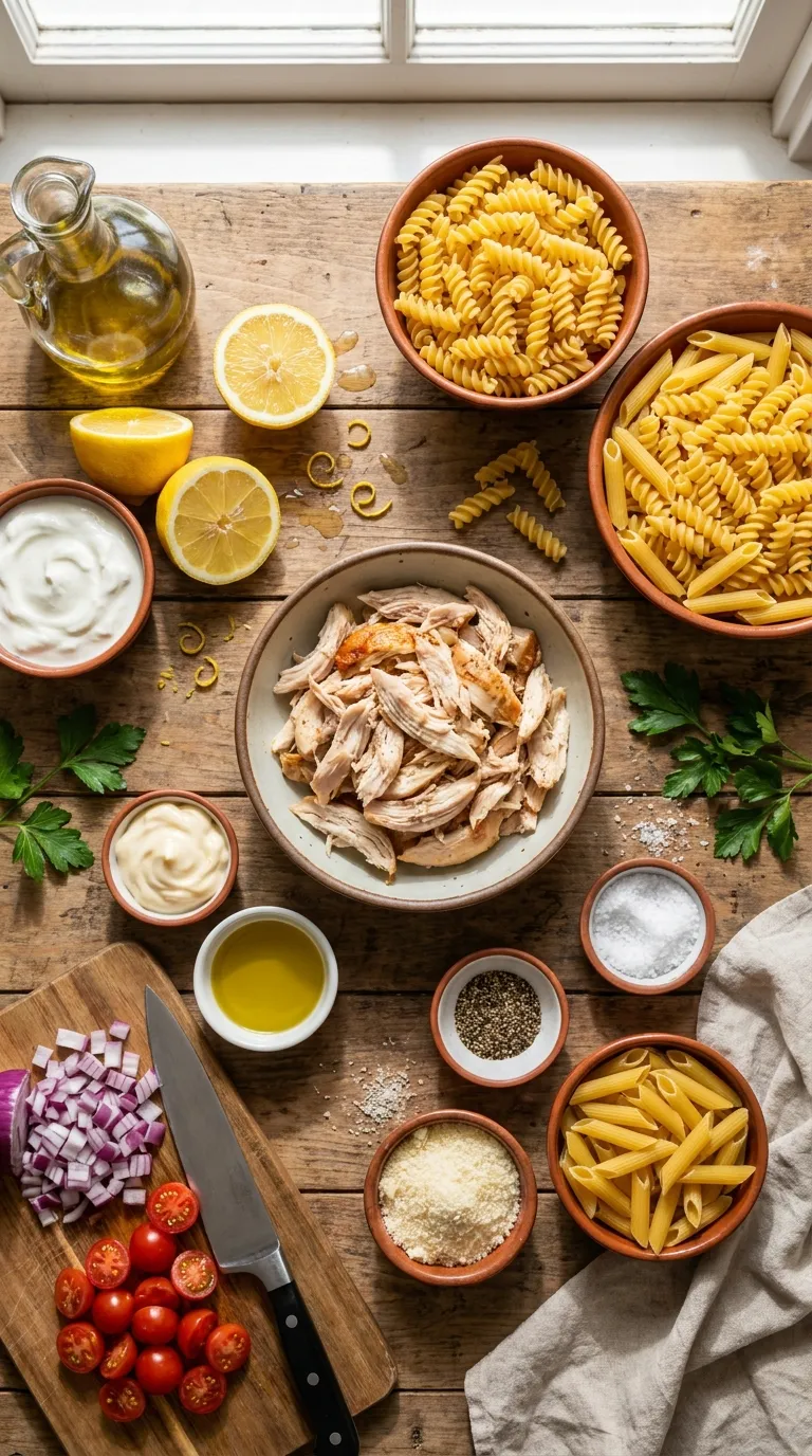 Lemon Chicken Pasta Salad Ingredients