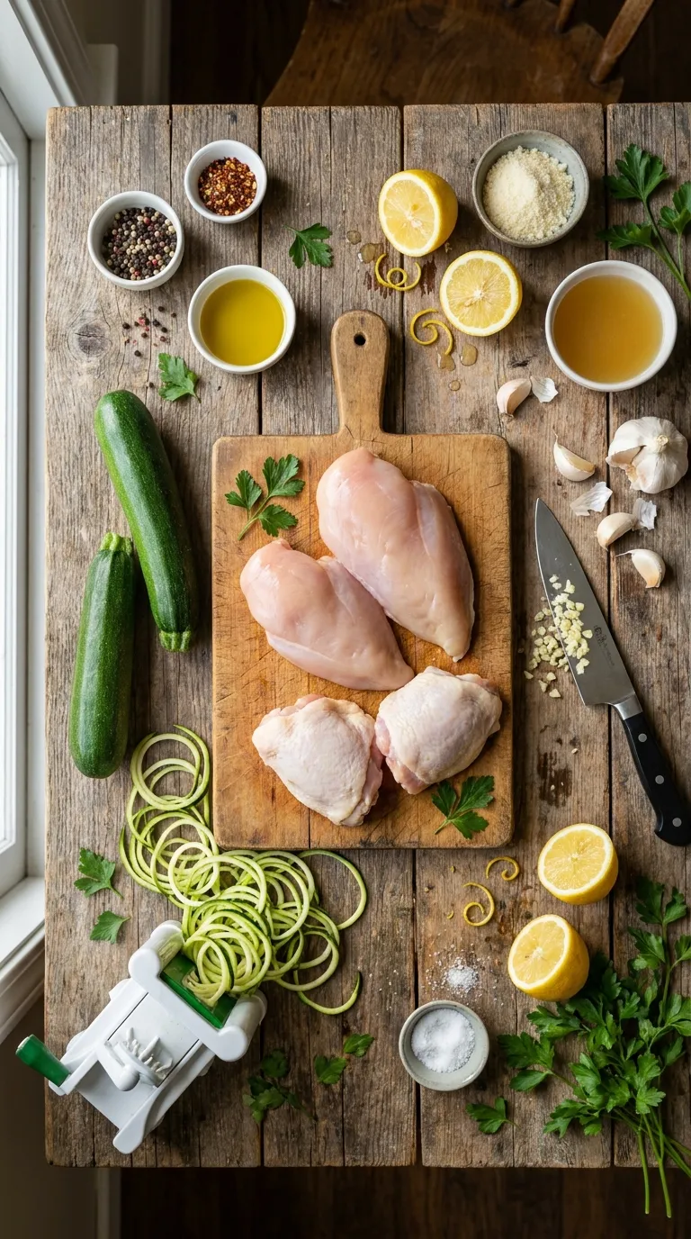 LEMON GARLIC CHICKEN ZOODLES LIGHT DINNER 2 Lemon Garlic Chicken Zoodles Ingredients