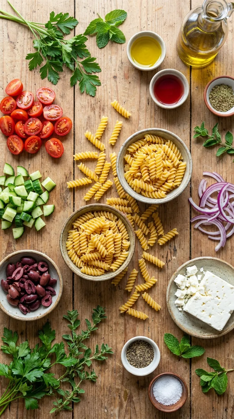 Mediterranean Pasta Salad Ingredients