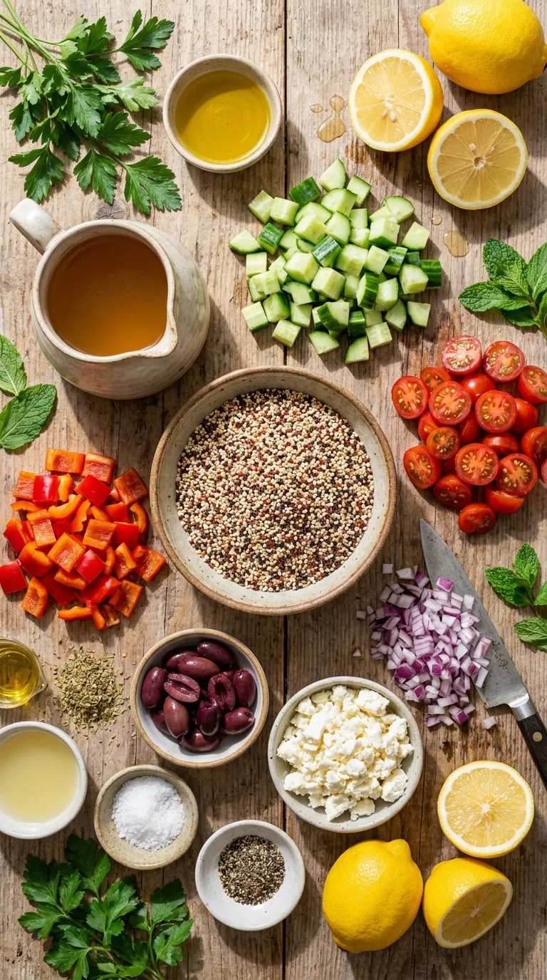 MEDITERRANEAN QUINOA SALAD A FRESH LIGHT MEAL 2 Mediterranean Quinoa Salad Ingredients
