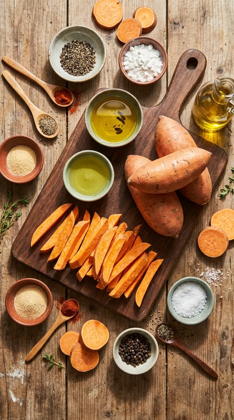 OVEN BAKED SWEET POTATO FRIES CRISPY SECRET 2 Oven Baked Sweet Potato Fries Ingredients