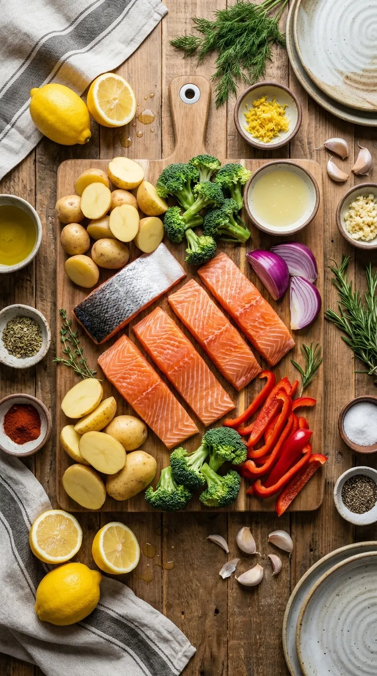 SHEET PAN SALMON WITH ROASTED VEGETABLES READY IN 30 2 Sheet Pan Salmon With Roasted Vegetables Ingredients