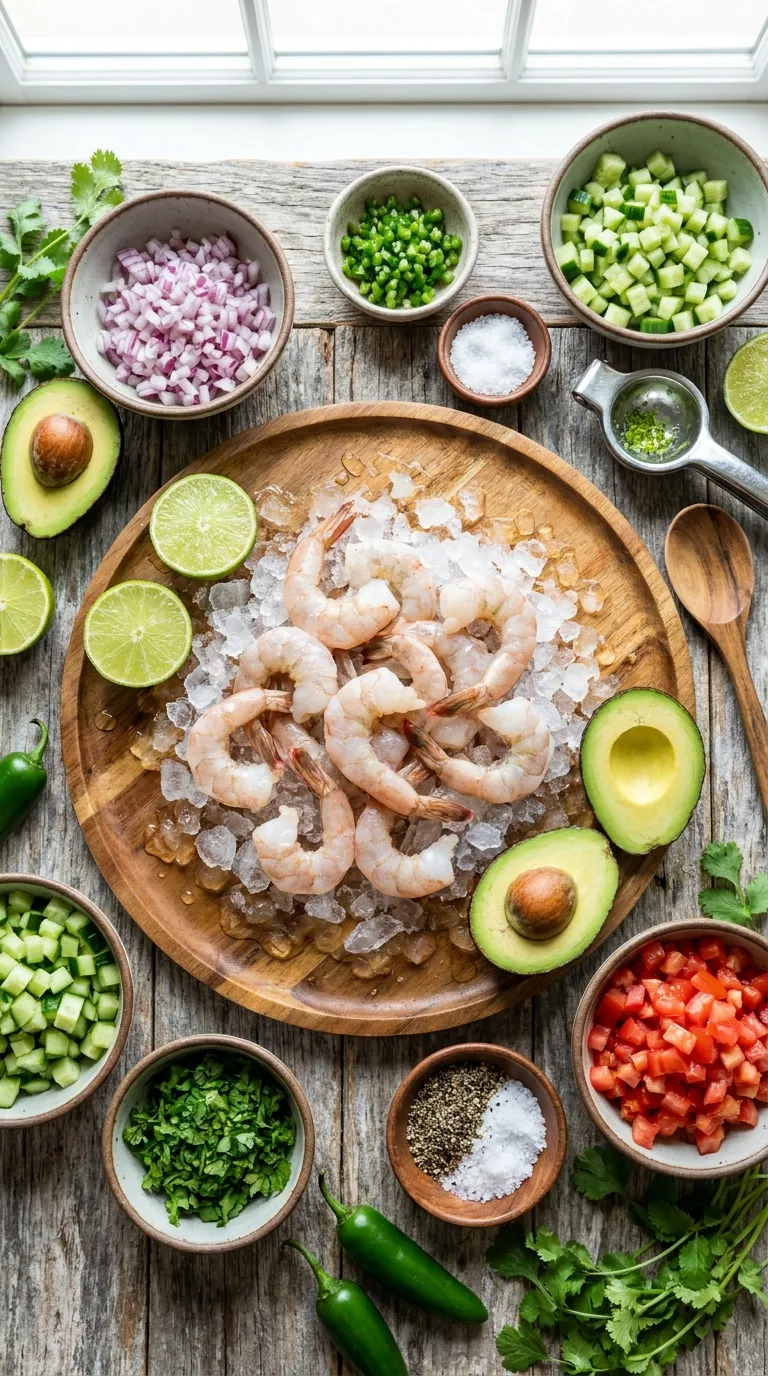 Shrimp Ceviche With Avocado Ingredients