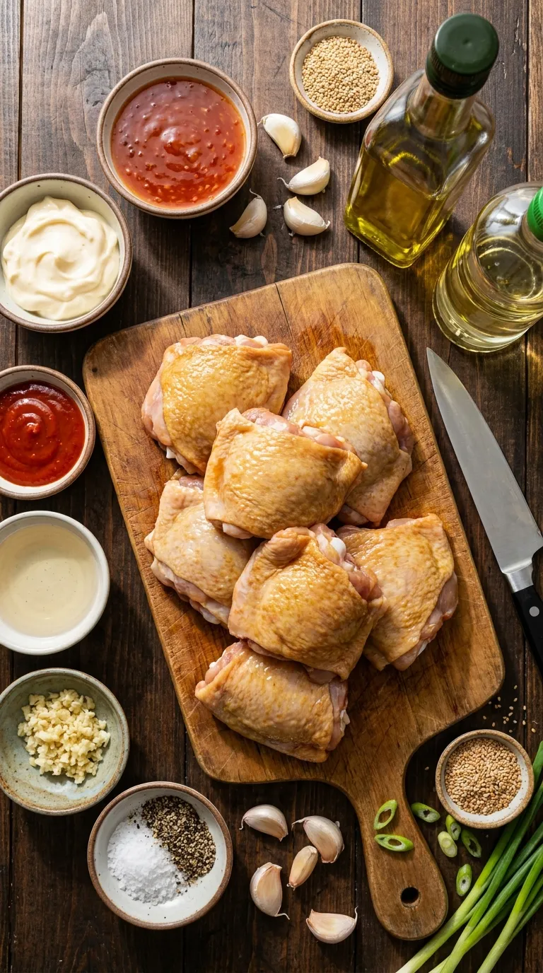 SKILLET BANG BANG CHICKEN THIGHS EVERYONE CRAVES 2 Skillet Bang Bang Chicken Thighs Ingredients