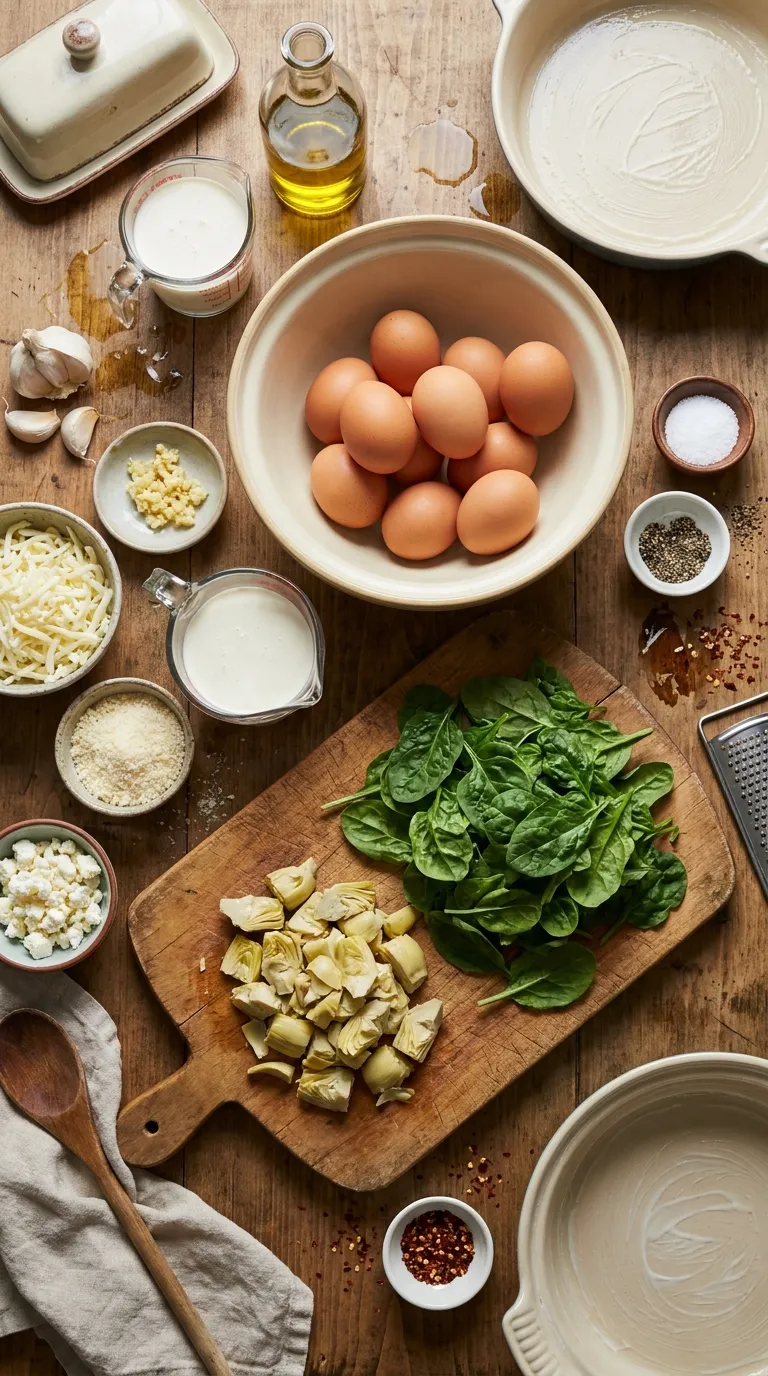 Spinach Artichoke Crustless Quiche Ingredients