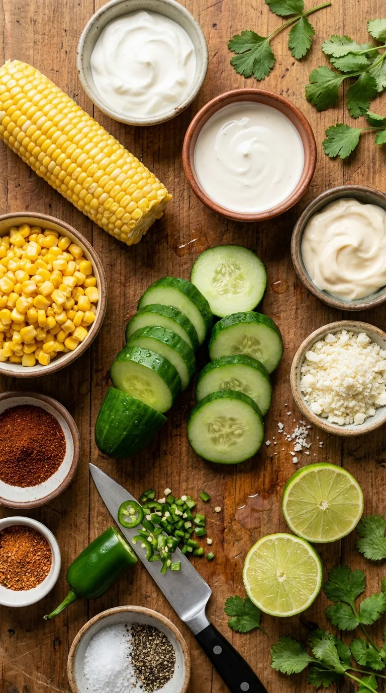 Street Corn Creamy Cucumber Salad Ingredients