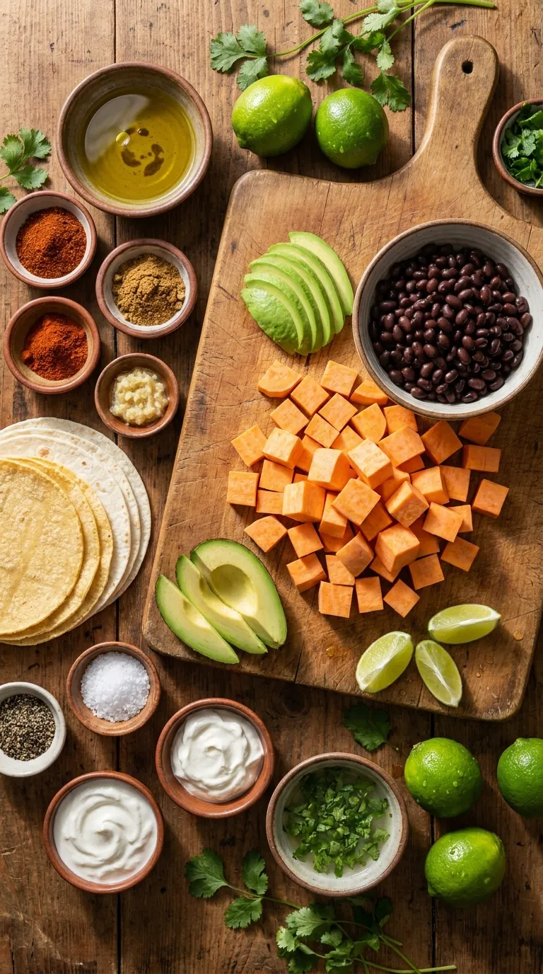 SWEET POTATO BLACK BEAN TACOS SIMPLE DINNER 2 Sweet Potato Black Bean Tacos Ingredients