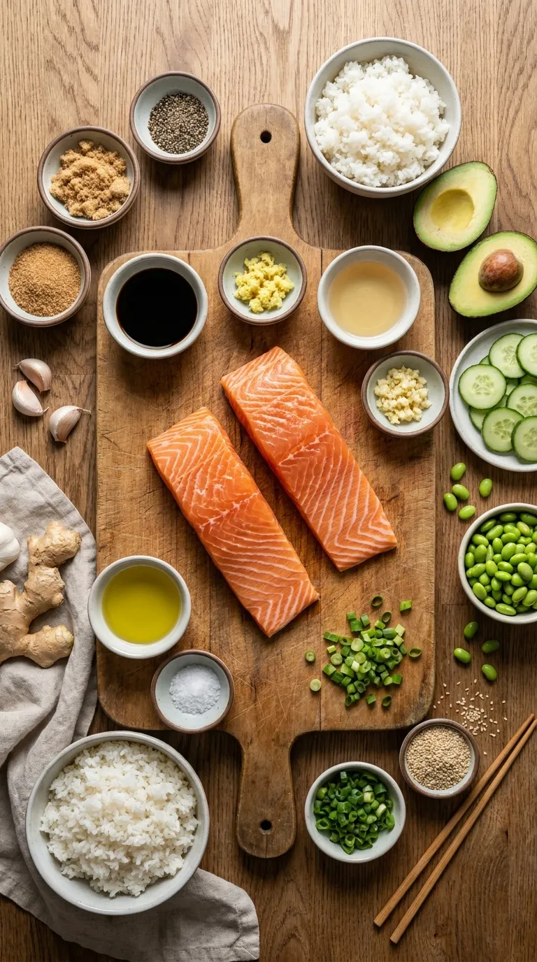 TERIYAKI SALMON BOWLS CRISPY 30 MINUTE MEAL 2 Teriyaki Salmon Bowls Ingredients