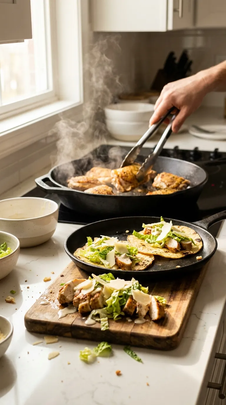 How to Make Crispy Chicken Caesar Smash Tacos