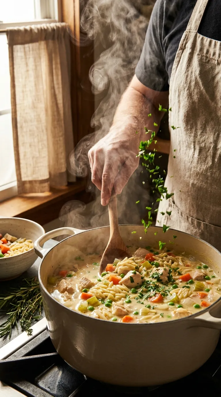 How to Make Creamy Chicken Pot Pie Orzo