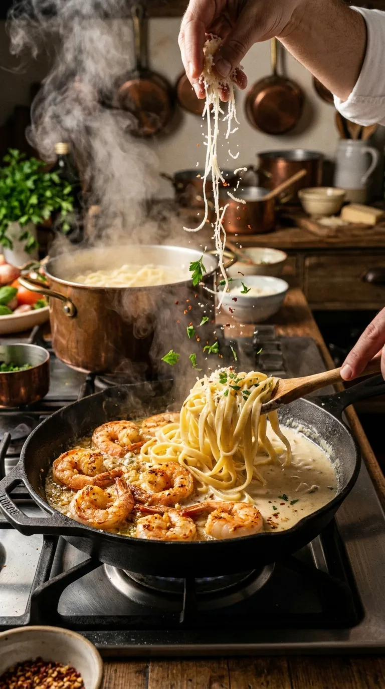 CREAMY GARLIC SHRIMP PASTA IN 20 MINUTES 3 How to Make Creamy Garlic Shrimp Pasta