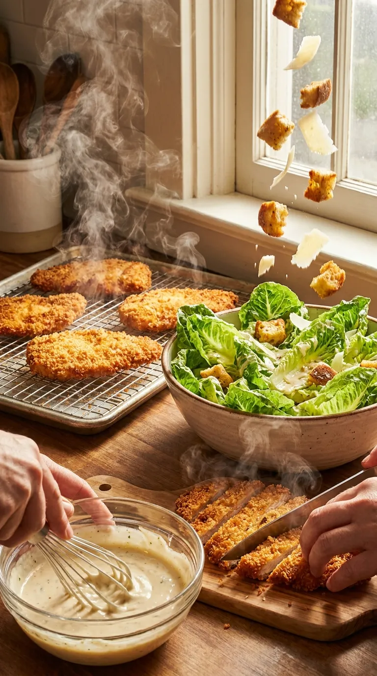 How to Make Crispy Chicken Caesar Salad