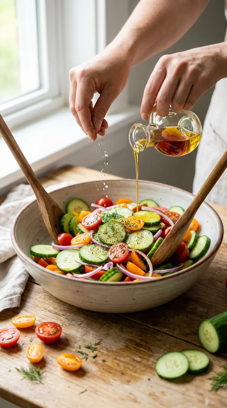 CUCUMBER TOMATO SALAD A LIGHT SUMMER CLASSIC 3 How to Make Cucumber Tomato Salad