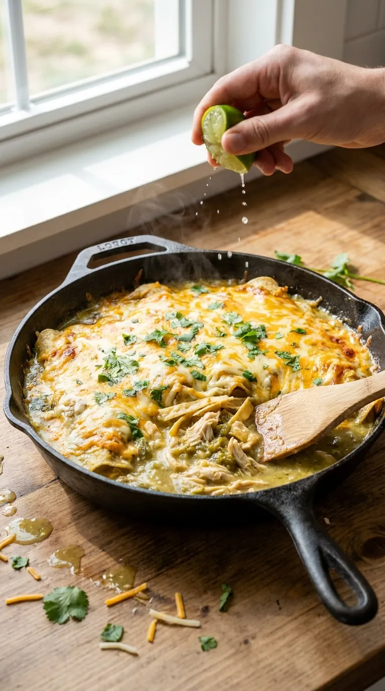 GREEN CHILE CHICKEN ENCHILADA SKILLET CHEESY SPICY 3 How to Make Green Chile Chicken Enchilada Skillet