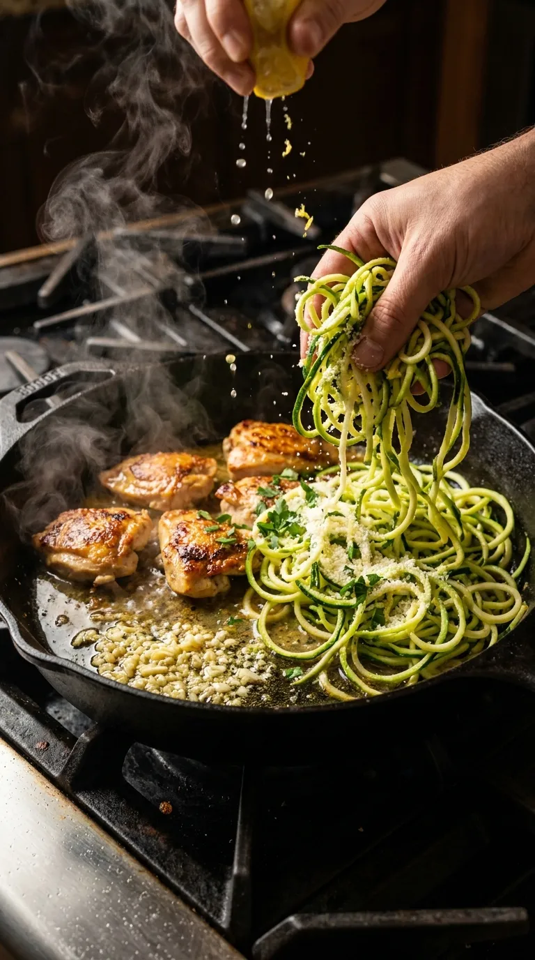 LEMON GARLIC CHICKEN ZOODLES LIGHT DINNER 3 How to Make Lemon Garlic Chicken Zoodles